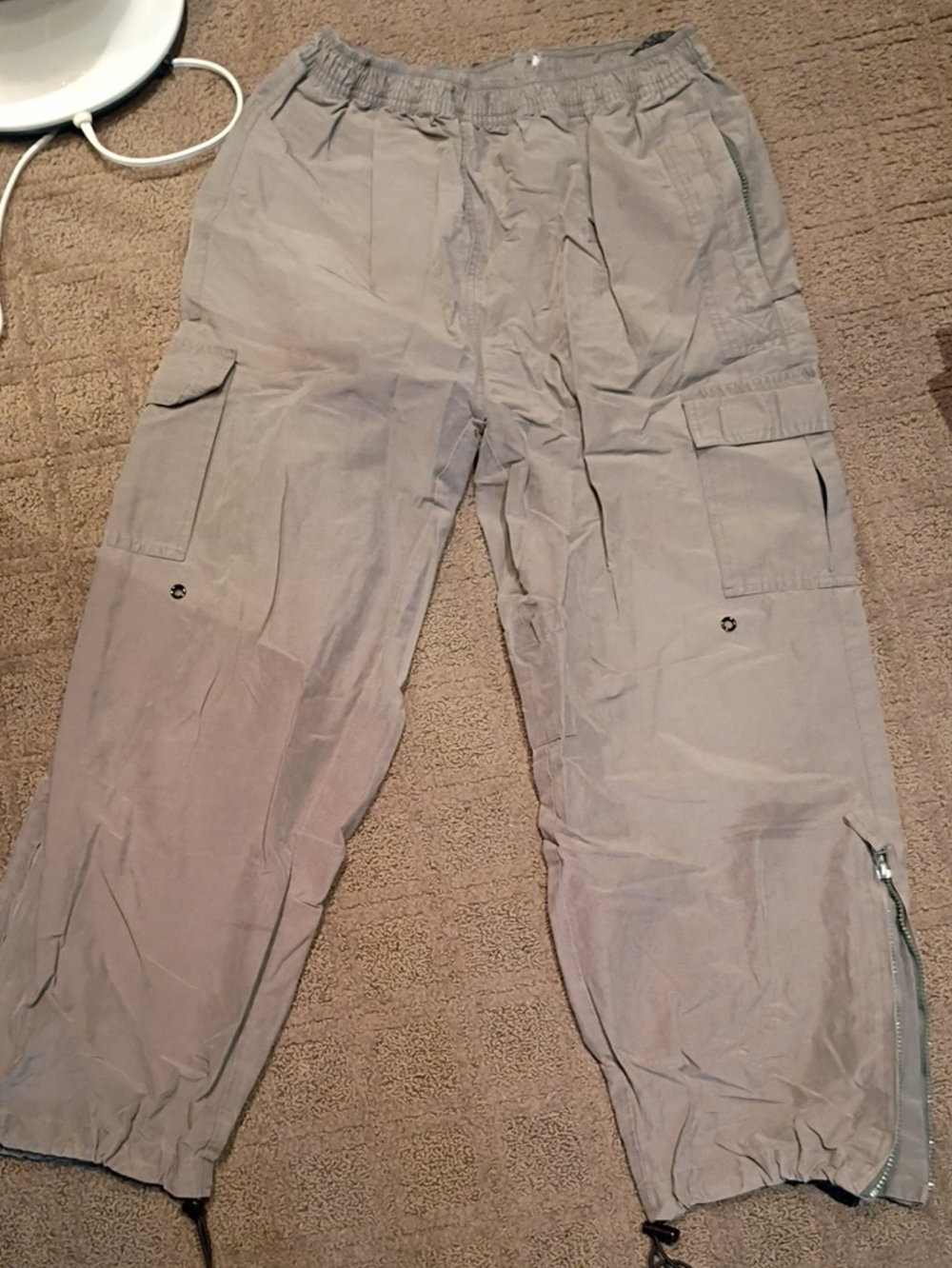 Vexel Brand Light Gray Men's Cargo Pants with Drawstring Ankles